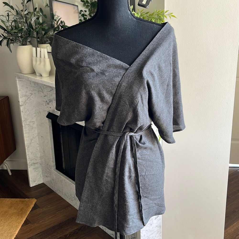 Asymmetrical wool wrap top